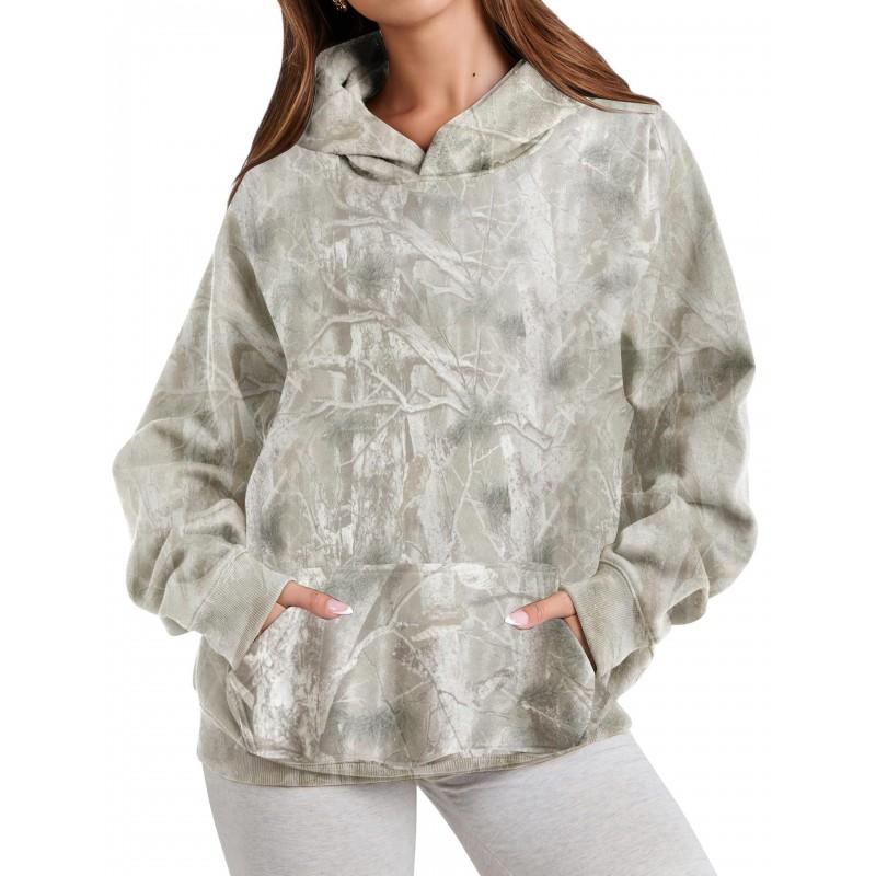 Womens Oversized Hooded Sweatshirt With 3D Print Loose Fit Casual Top 2025