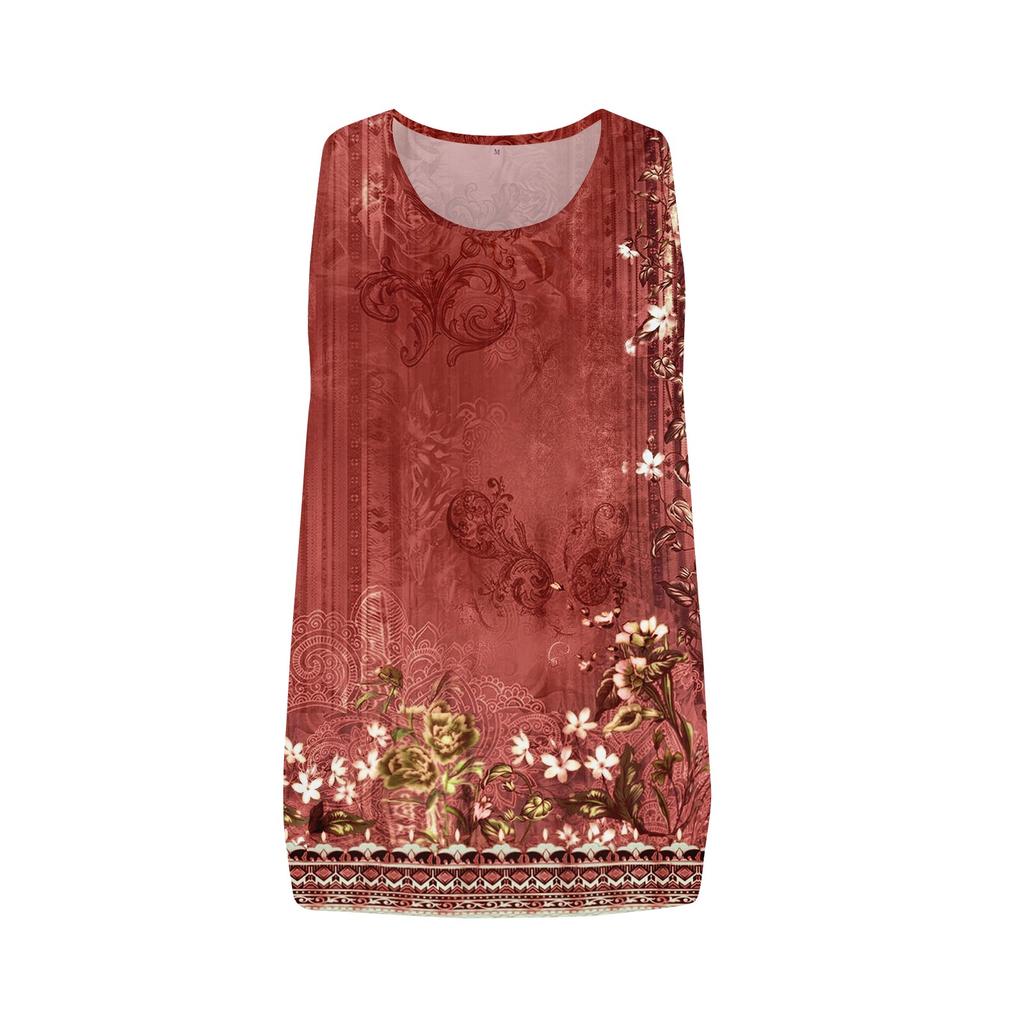 Women's Summer Vest Loose Pleated Round Neck Shirt Casual Sleeveless Top