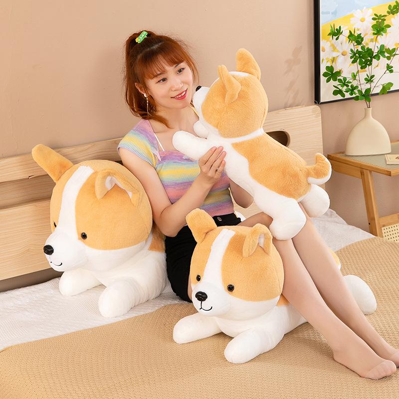 Jucărie de pluș Corgi de petrecere simulată câine adormit pentru copii păpușă câine pernă de casă cadou pentru iubit Shiba Inu