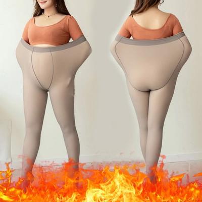 Wool Winter Plush Translucent Women Plus Size Leggings Pantyhose Thermal Stocking Push Up Pants