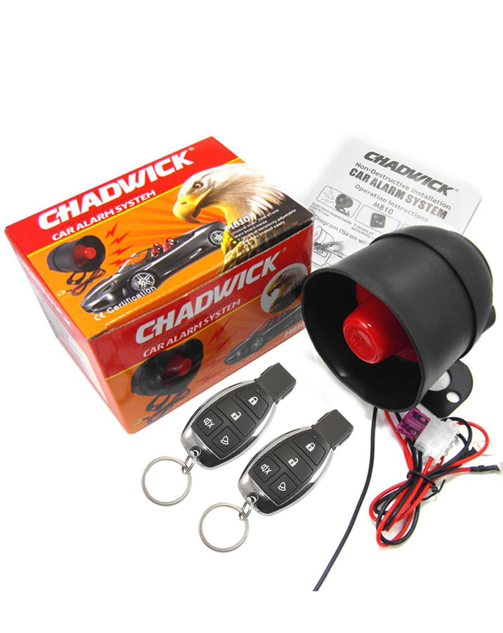 CHADWICK Car Security Alarm Theft Alarm System Fits DC12V Vehicles, TELEC Certified, 7 Vibration