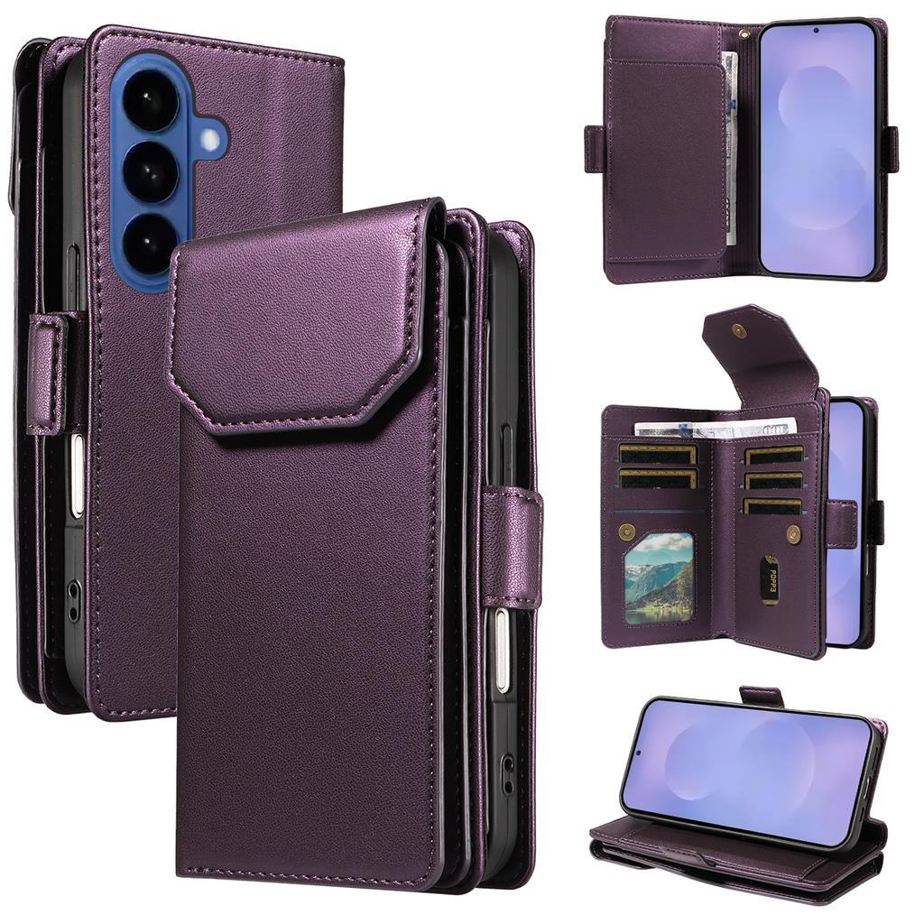 For Samsung Galaxy S26/S26 Pro Case with Multi-Card Holder and Strap PU Leather Phone Cover Stand