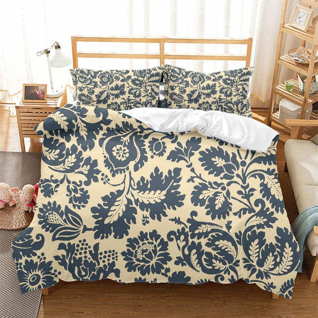 Vintage Plaid Geometric Pattern Bed Three-Piece Set 3D Digital Printing