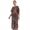 Leopard Print Abaya: Plus Size Pullover Shawl Dress