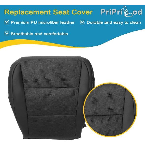 Priprilod Black Perforated Leather Driver Side Bottom Replacement Seat Cover Compatible with Lexus ES350 300h 2013 2014 2015 2016 2017 2018