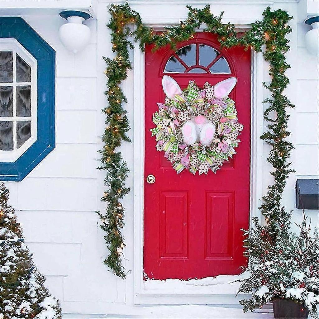 Easter Wreaths for Front Door, Rabbit Wreaths with Bunny Ears, Spring Easter Wreaths Rabbit Garland
