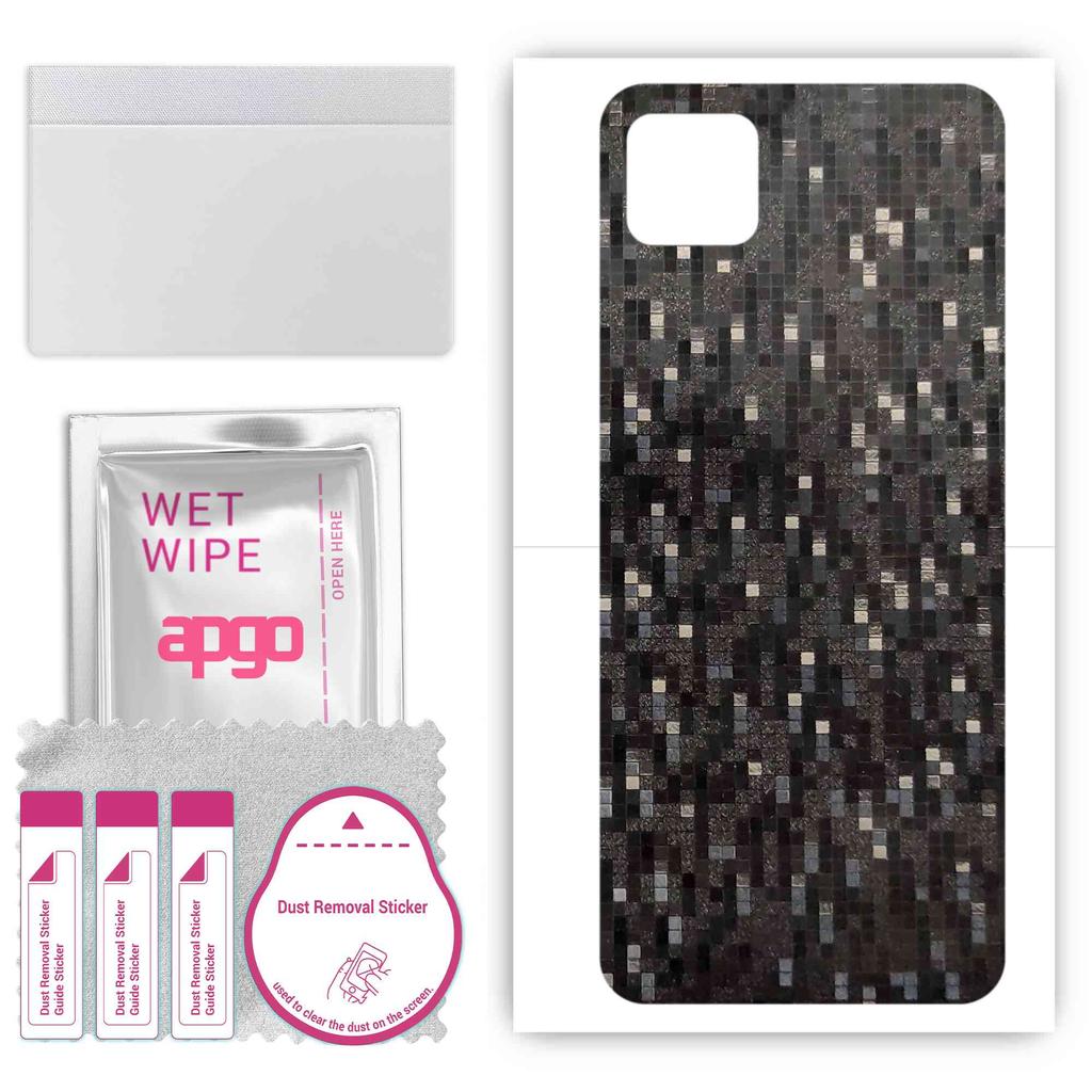 apgo Ochranná samolepka na zadní stranu kompatibilní s Realme C11, Obalová fólie, Fólie, Vinyl - Vzor Carbon Black Pixel