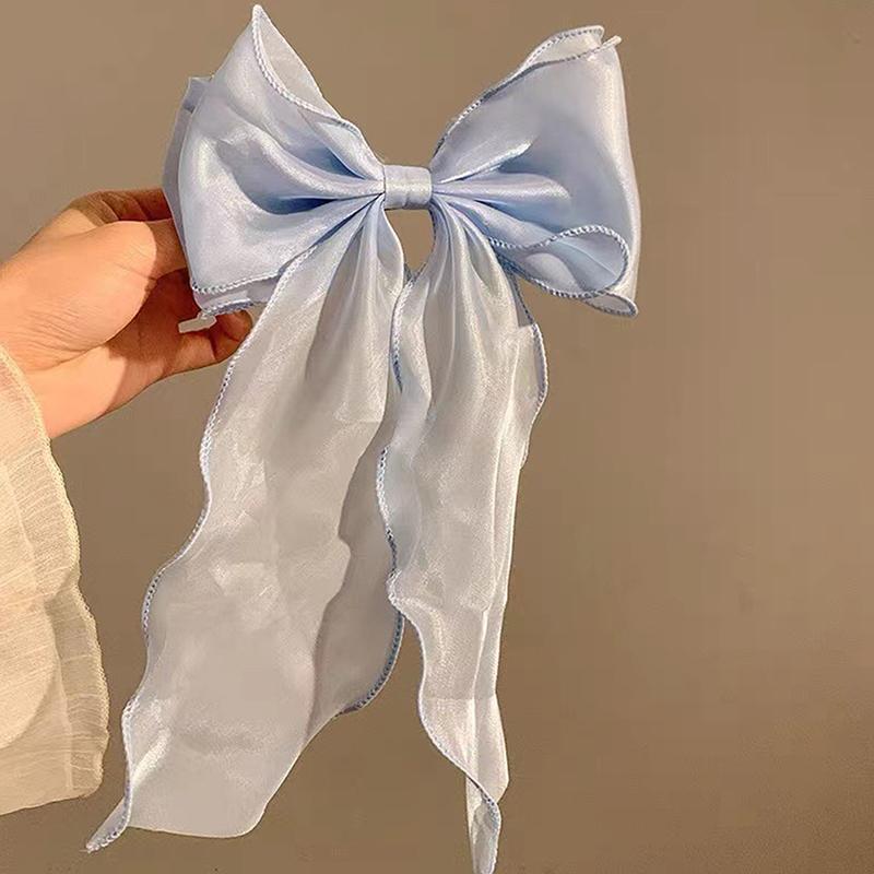 Elegant Delicate Bowknot Ribbon Hair Clip Fashion Simple Solid Color Spring Clip Hair Pin Retro Headband Hair Accessories A2