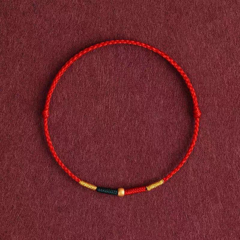 Pure Gold 999 Zodiac Red String Bracelet with Luck Beads for Baby's Full Moon or New Year