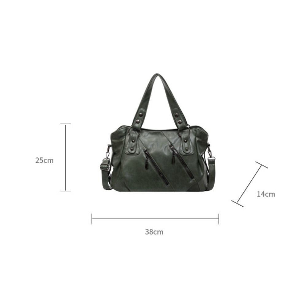 Casual Soft Shoulder Bag Large Capacity Glossy PU Leather Tote Bag Multifunctional Solid Color Handbag Women