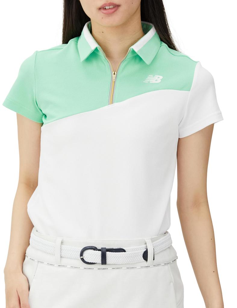 Golf Half Zip Polo Shirt Sweat Quick 0 [New Balance] Women's (FIELDSENSOR EX Absorbent, Drying, Stretch) / 012-4168502 030_White [S]