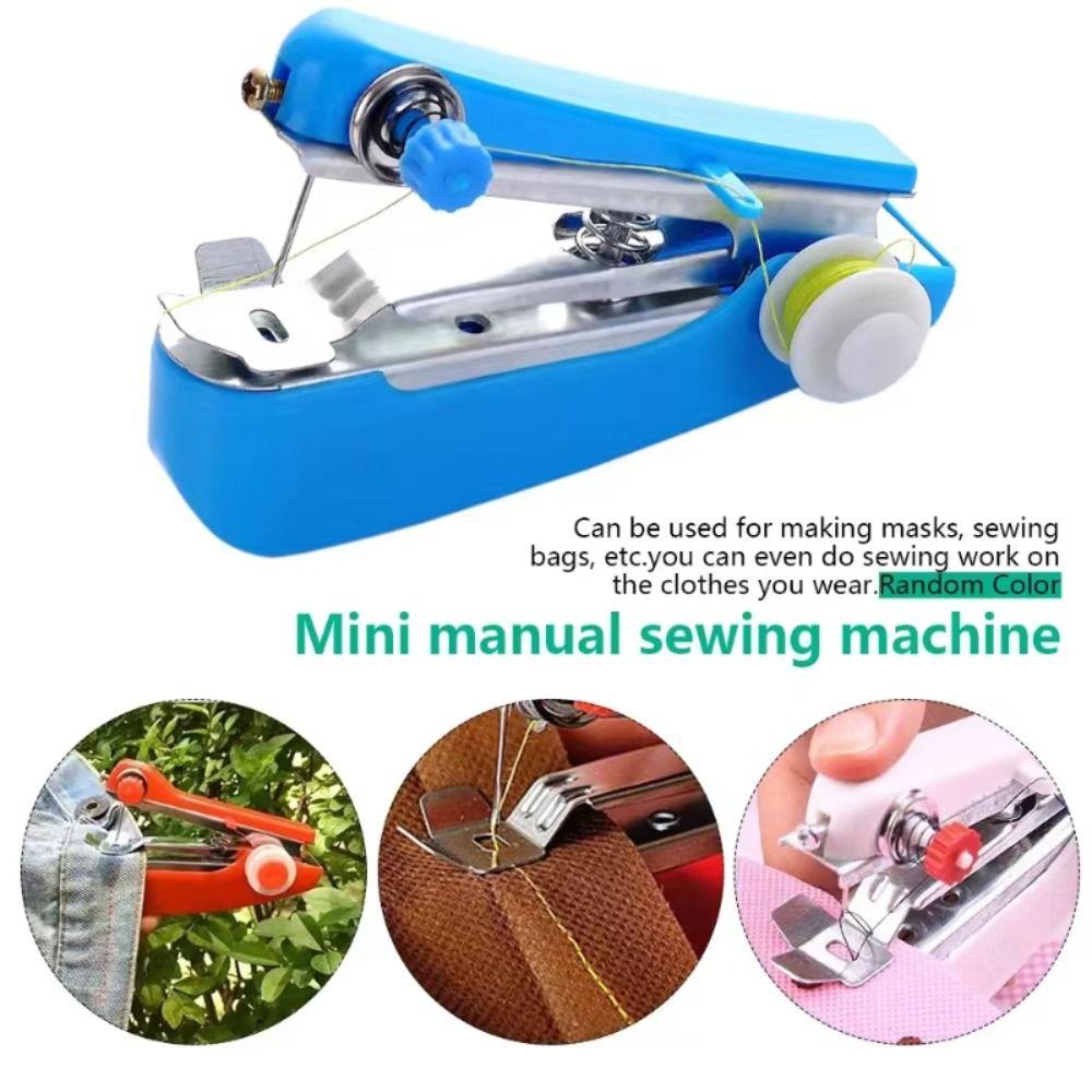 Household Handheld Sewing Machine Outdoor Pocket Portable Sewing Machine Travel Manual Sewing Machine for Outdoor Activities