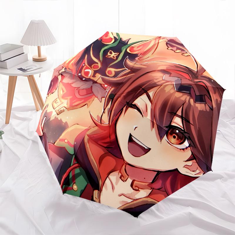 

Zhongli pattern, automatic folding umbrella, portable and foldable design, 8 ribs, a Christmas or birthday gift.