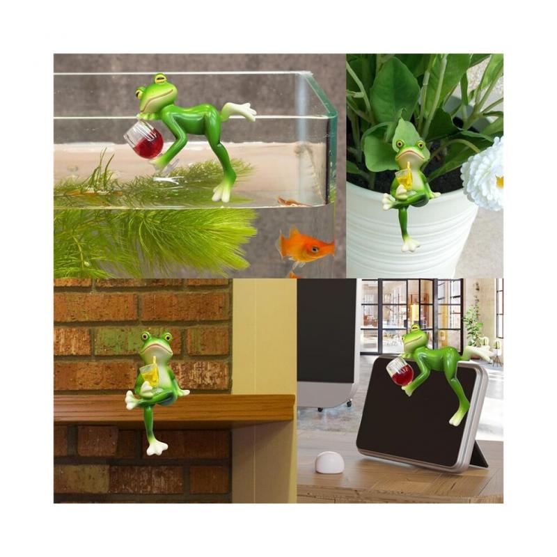 3 Stück Pflanzenfiguren, Dekoration Für Töpfe, Lustiger Getränke-Miniaturfrosch, Froschstatue, Gartendekoration, Rasenornament