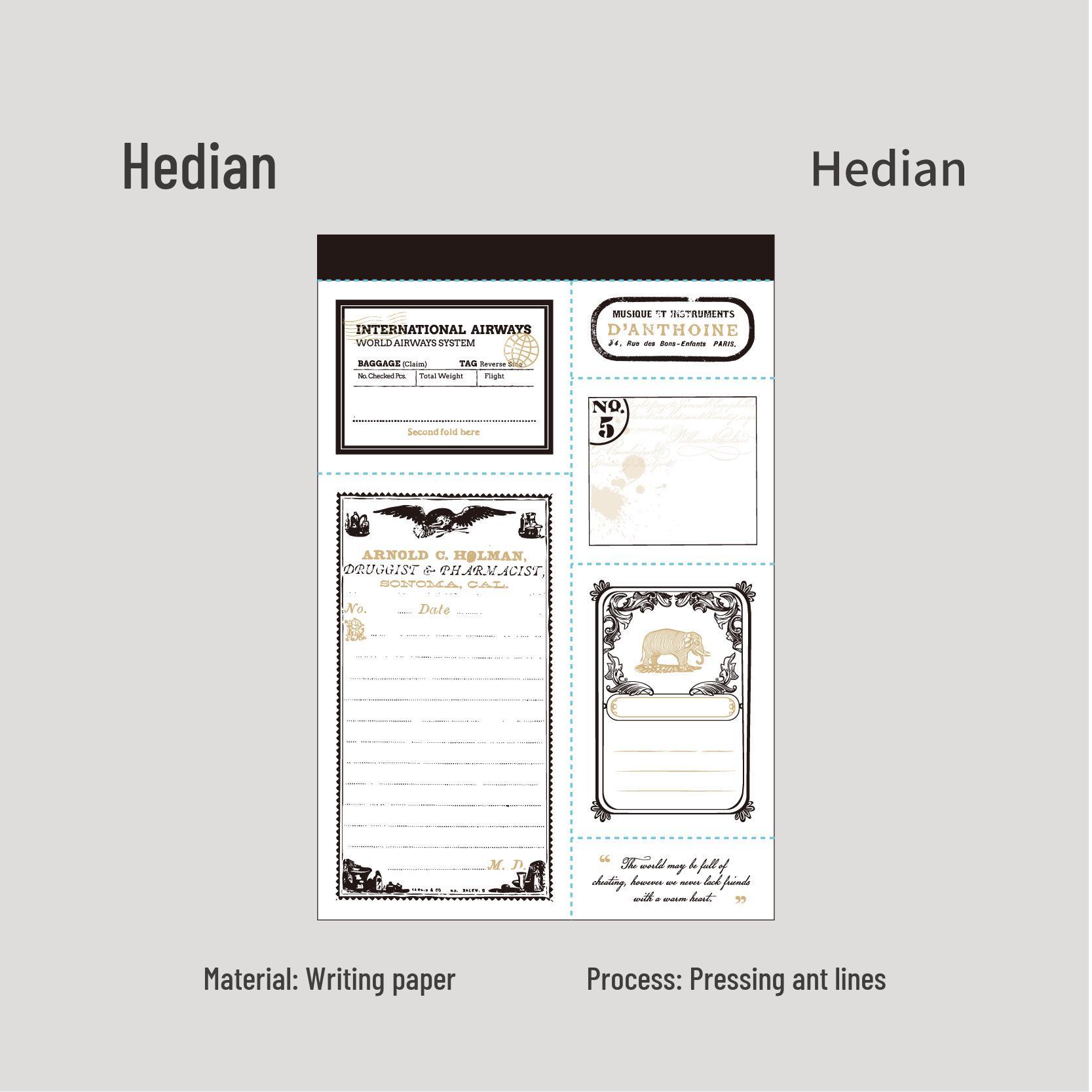 Retro Story Tear-off Sticky Notes Book - Letter Series, 30 Sheets, 6 Styles for Journaling and Collage.