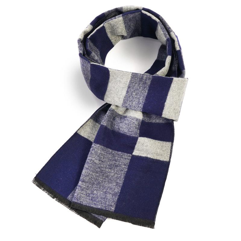 Men'S Scarves Men'S Winter Warmth Plaid Long Imitation Cashmere Men'S Scarves Custom