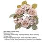 Artificial Rose Wreath Candle Ring Realistic Mini Faux Rose Garland with Plastic Base Candle Wine Decoration Weddings Party Dining Table Centerpiece