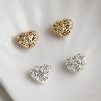 14K Gold-Filled Zirconia Heart Spacer Bead Hexagram Crystal Necklace DIY Material