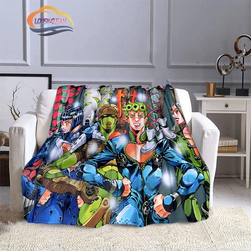 Karikatura JoJo's Bizarre Adventure Stone Ocean Deka Měkký fleece Throw Lehká All Seasons Teplá pro gaučovou přikrývku