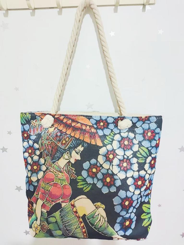Ethnic style large shoulder bag South East Asia style double-sided embroidery cartoon animal elephant canvas bag female travel bag
