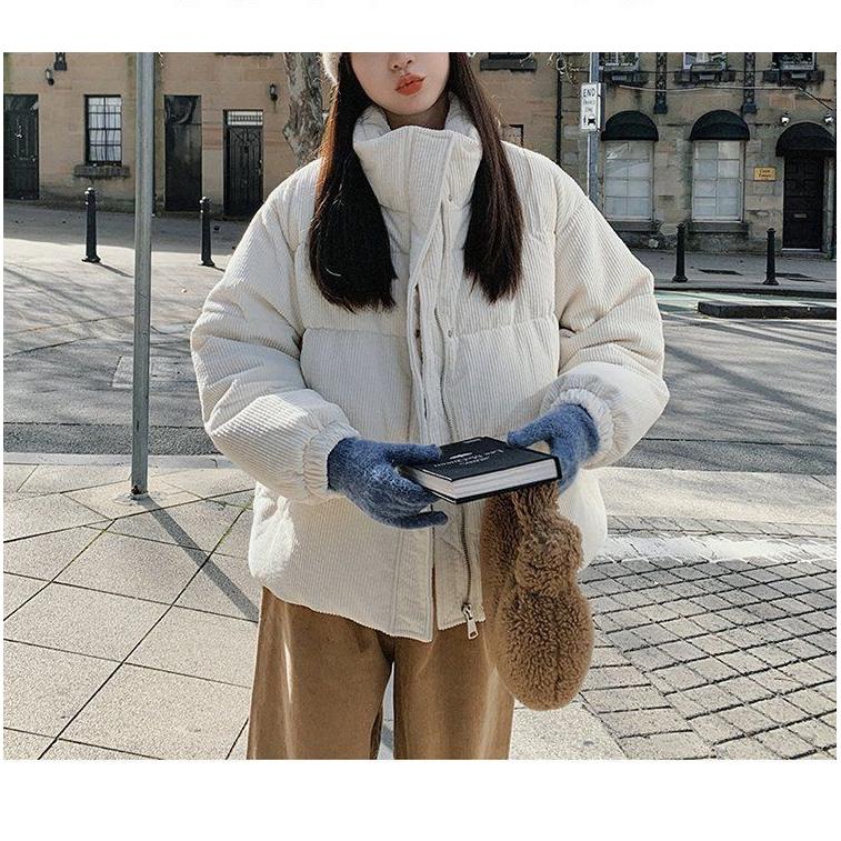 

Вельветовая хлопковая куртка женская в стиле кендо, маленькая утолщенная куртка-пуховик, куртка в стиле колледжа XS белый