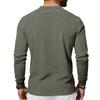 Men's Round Neck Single-Breasted Long-Sleeve Loose Casual Top