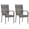 Day and Night - Day and Night Stackable Garden Chairs 2 Units Gray Synthetic Rattan