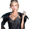 Women's Black Feather Shawl Cape Gothic Feather Shrug Poncho Collar Witch Cosplay Costume for Halloween Carnival