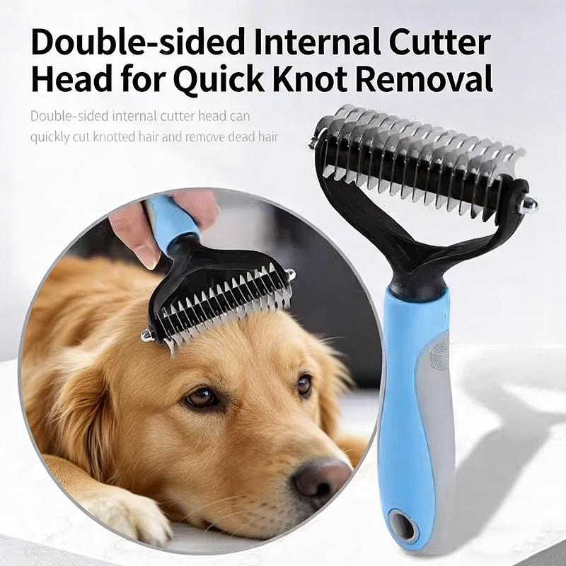 Double Sided Pet Grooming Comb Removes Floating Hair Tangled Knots Massage Brush For Small Medium and Large Dog Cat