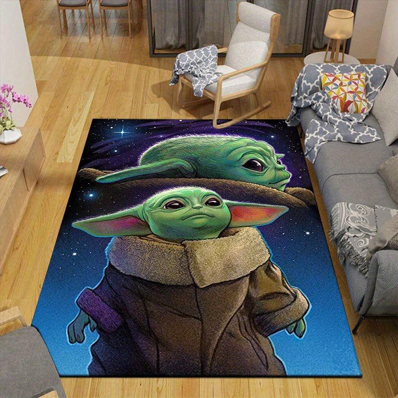 1pc Disney Star wars Yoda Pattern Carpet Area Rug Non slip Carpet Hand Washable Floor Mat Suitable For Living Room Bedroom Home Decor