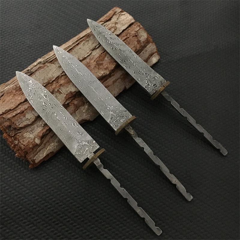 DIY Semi-finished Damascus Steel Pattern Pu'er Tea  Knife Blank Accessories for Pu'er & Dark Tea Ceremony DIY Knife Cutter Tool