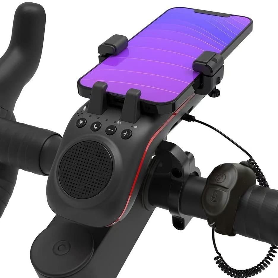 Outdoor Portable Bike Bicycle Phone Holder Power Bank LED Light Speaker Multifunctional Waterproof Bicycle Phone Mount Holder чёрный