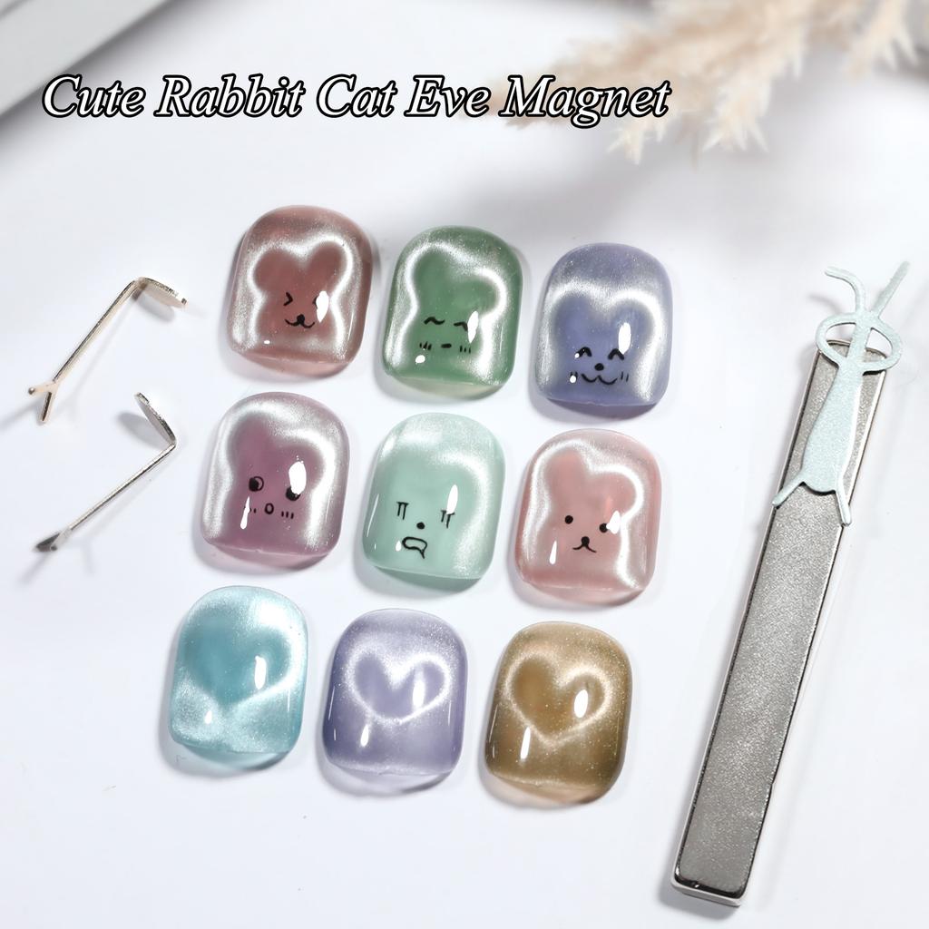 Cute Rabbit Shaped Cat Eye Magnet Flexible Iron Wire for Creating Rabbit& Heart Shapes On Nails, DIY Gel Polish Nail Art Tools