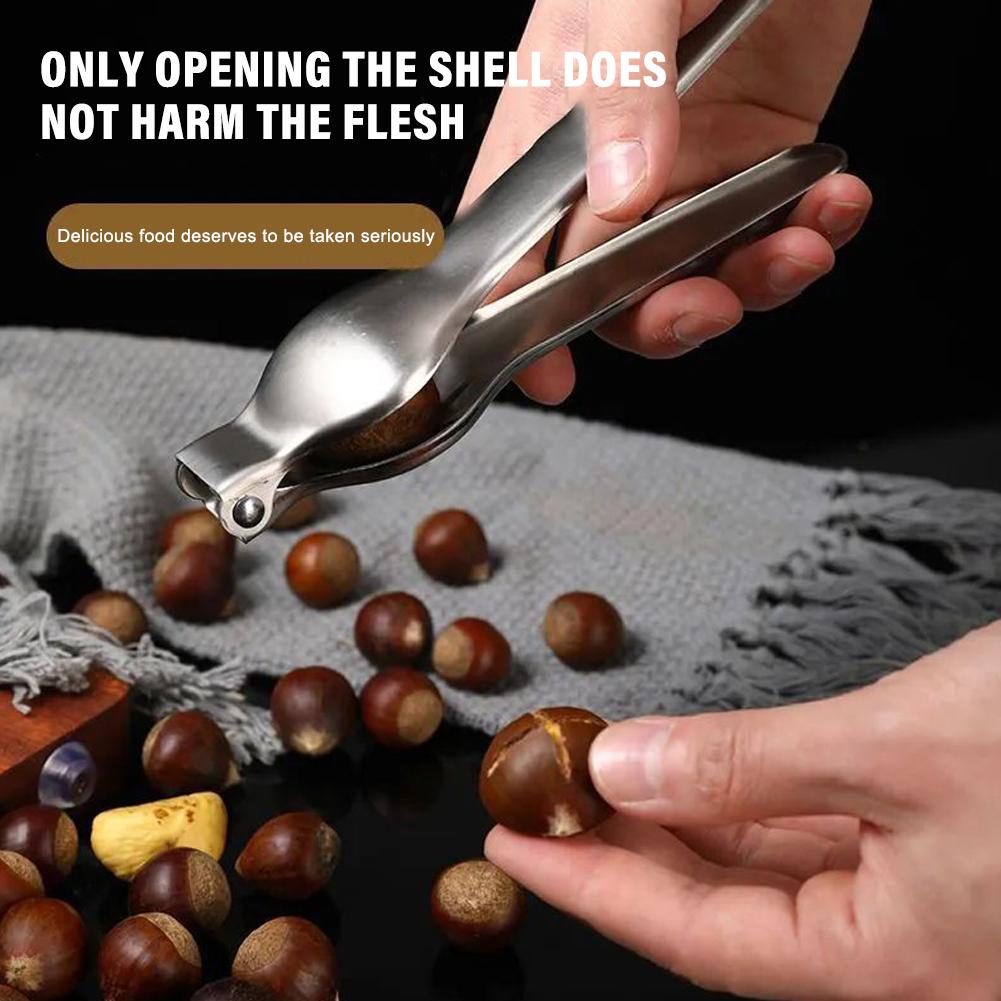 Roestvrij Staal Snelle Kastanje Opener Snelle Clip Walnoot Tang Snijder Opener Moer Cracker Sheller Keukengereedschap 2 In1 Moer