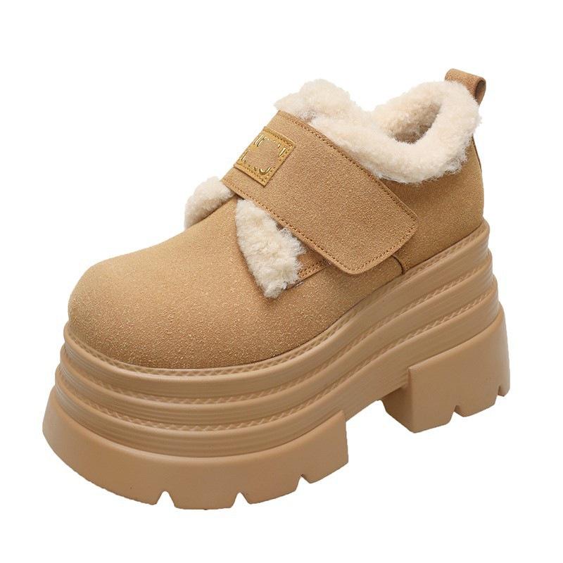 New velvet thick-soled winter heightening small fluffy shoes thickened warm cotton shoes