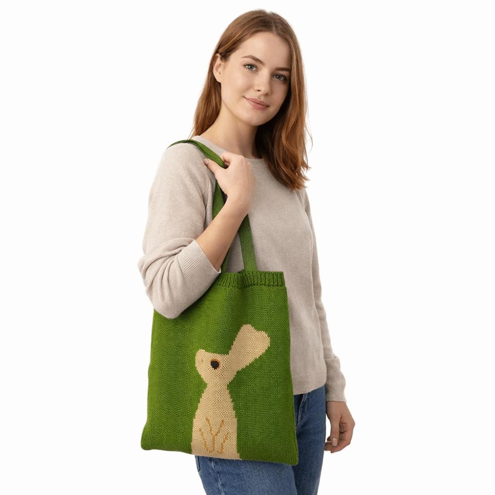 Animal Crochet Bag Handmade Knitted Tote Bag Fashion Rabbit Handbag  Shopping