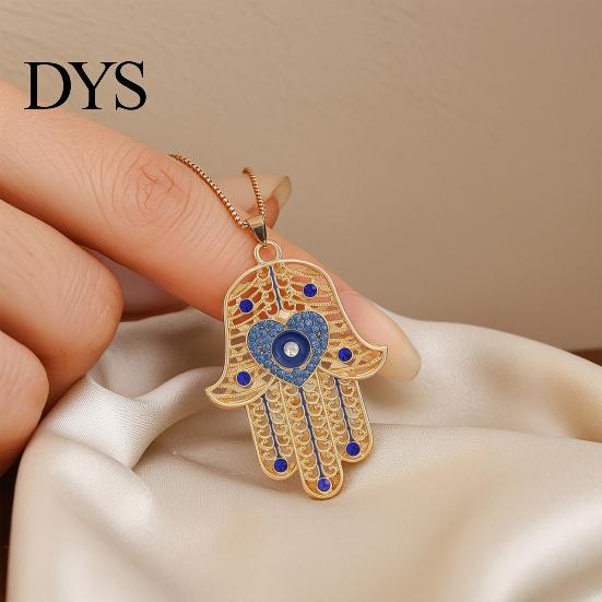 Devil Eye Jewelry Necklace Vintage Chain with Hamsa Hand Pendant Rhinestone Palm Gifts for Women Wife Girlfriend Scratch Resistant