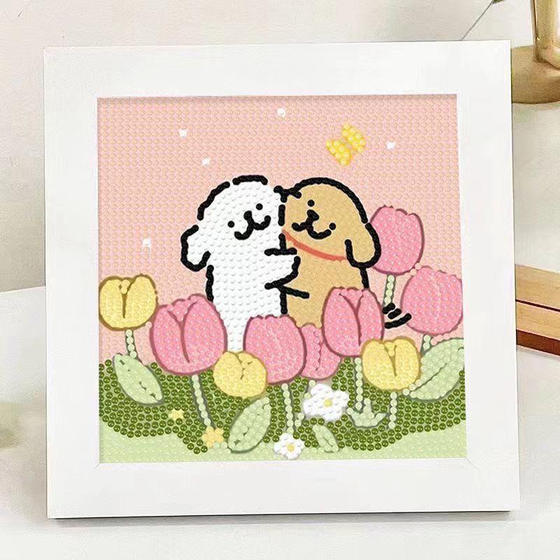 Ins Line Puppy Diamond Painting DIY Cute Cartoon Handmade Educational Gift for Kids