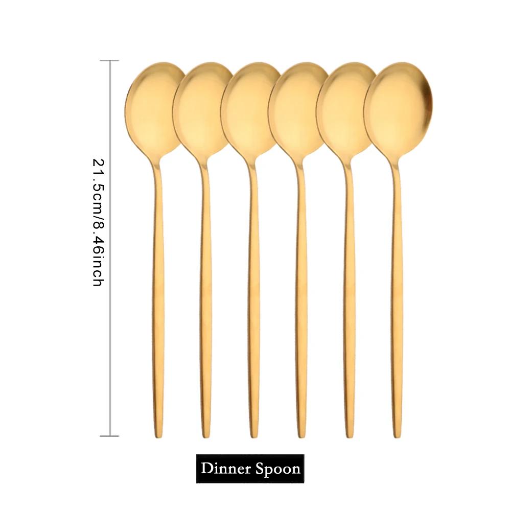 6Pcs Wstern Gold Matte Cutlery Set Stainless Steel Dinnerware Flatware Kitchen Home Dessert Fork Spoon Knife Set Tableware Set