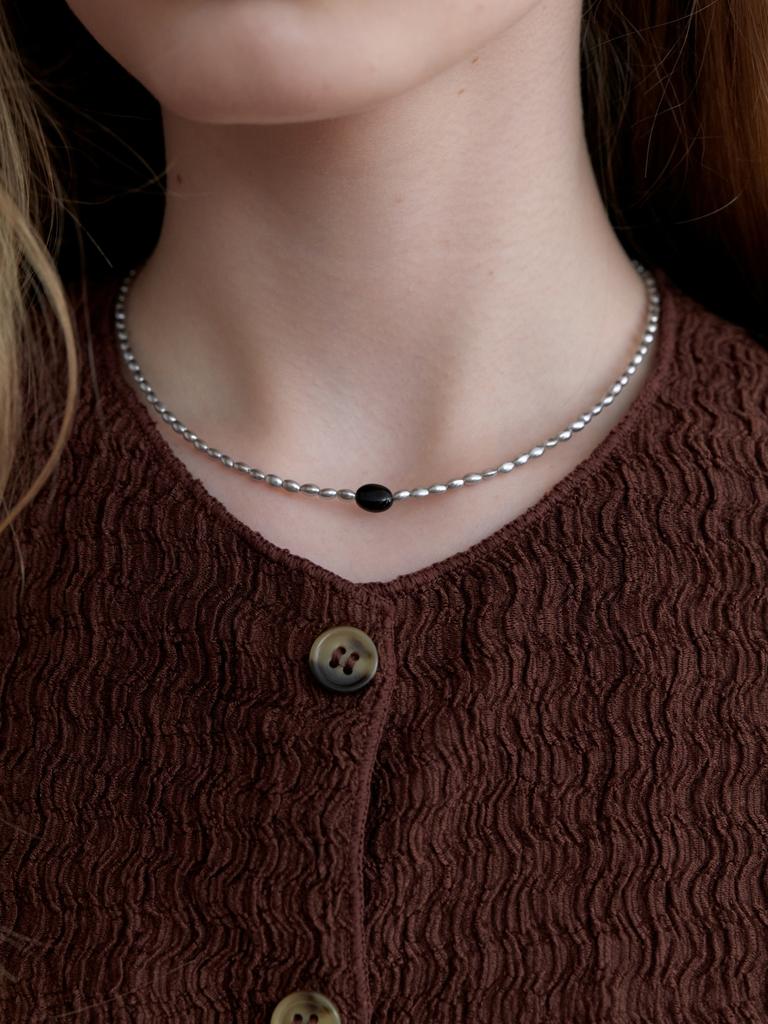 Love Me Monster Chic Gray Pearl Gem Necklace (L251Mnk010)