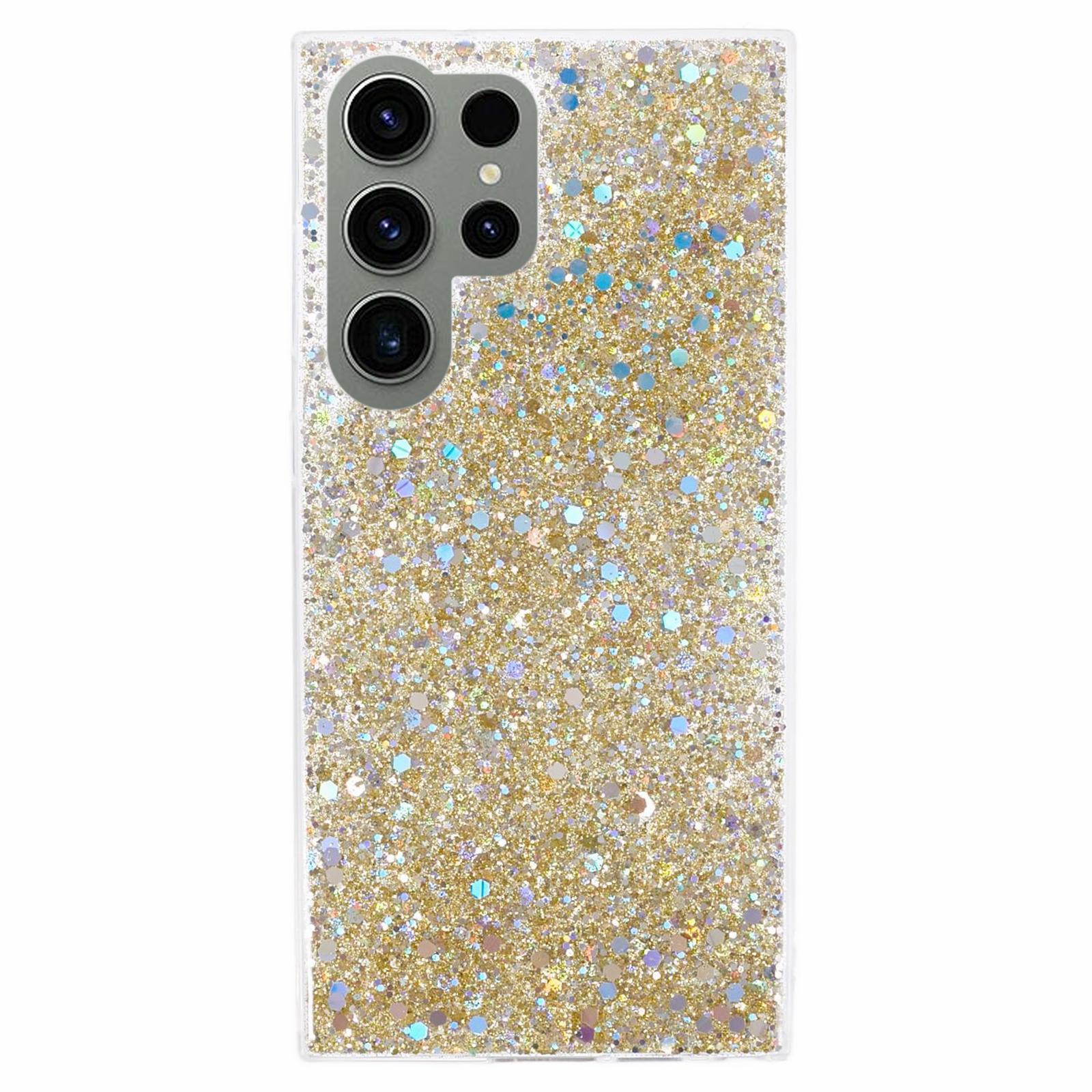 

For Samsung Galaxy S23 Ultra Case TPU Glitter Sparkle Phone Cover Gold