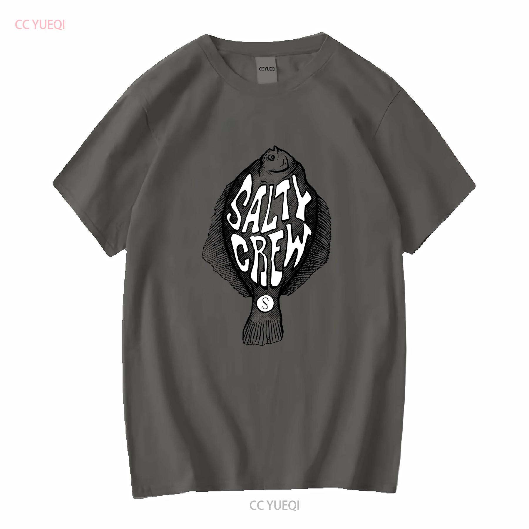 

Salty Crew designer T Shirt flounder art beach lifestyle fishing Med brown tan vintage Washed fashion homme Stylish Stretched 4XL