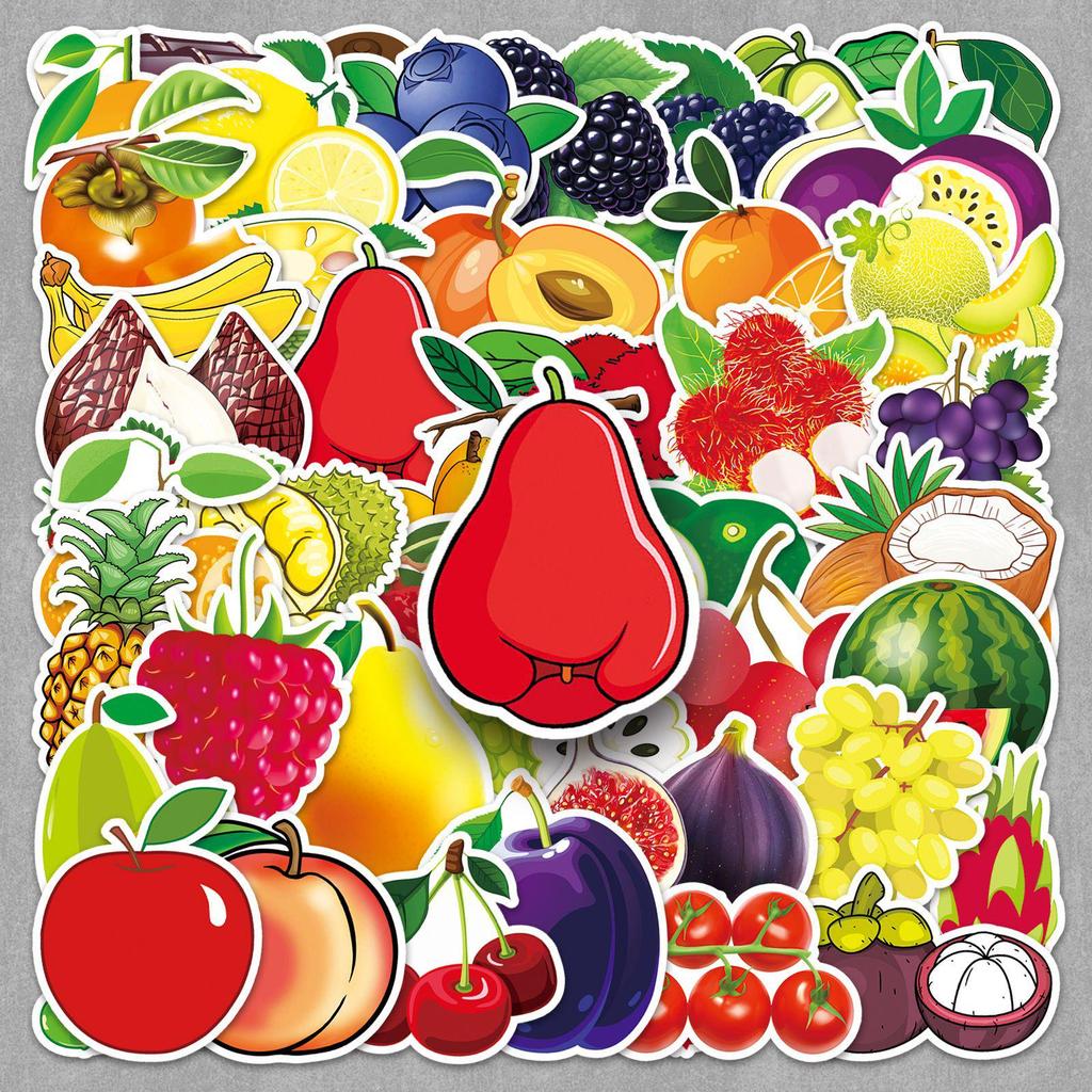 50pcs Waterproof Fruit Cartoon Stickers for DIY Stationery and Planners