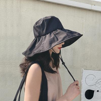 UPF50+Black Glue UV Resistant Sunscreen Hat For Women'S Summer Face Covering, Large Brimmed Sunscreen Hat, Outdoor Fisherman'S Hat