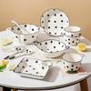 Polka Dot Square Dumplings Plates New Household Ceramic Dividing Plate with Vinegar Dish Creative Underglazed Colour Tableware