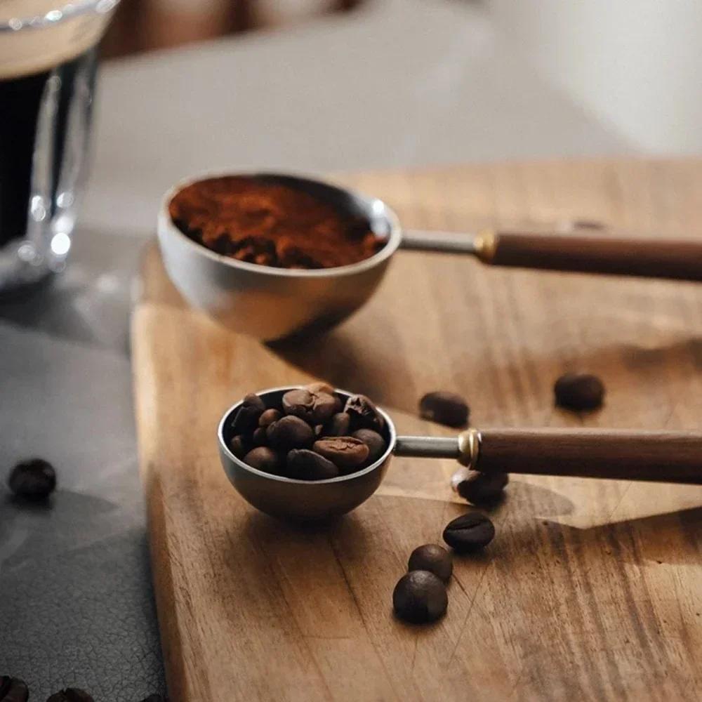 Coffee Spoon 304 Stainless Steel Milk Powder Measuring Spoon Creative Walnut Handle Food Spoon