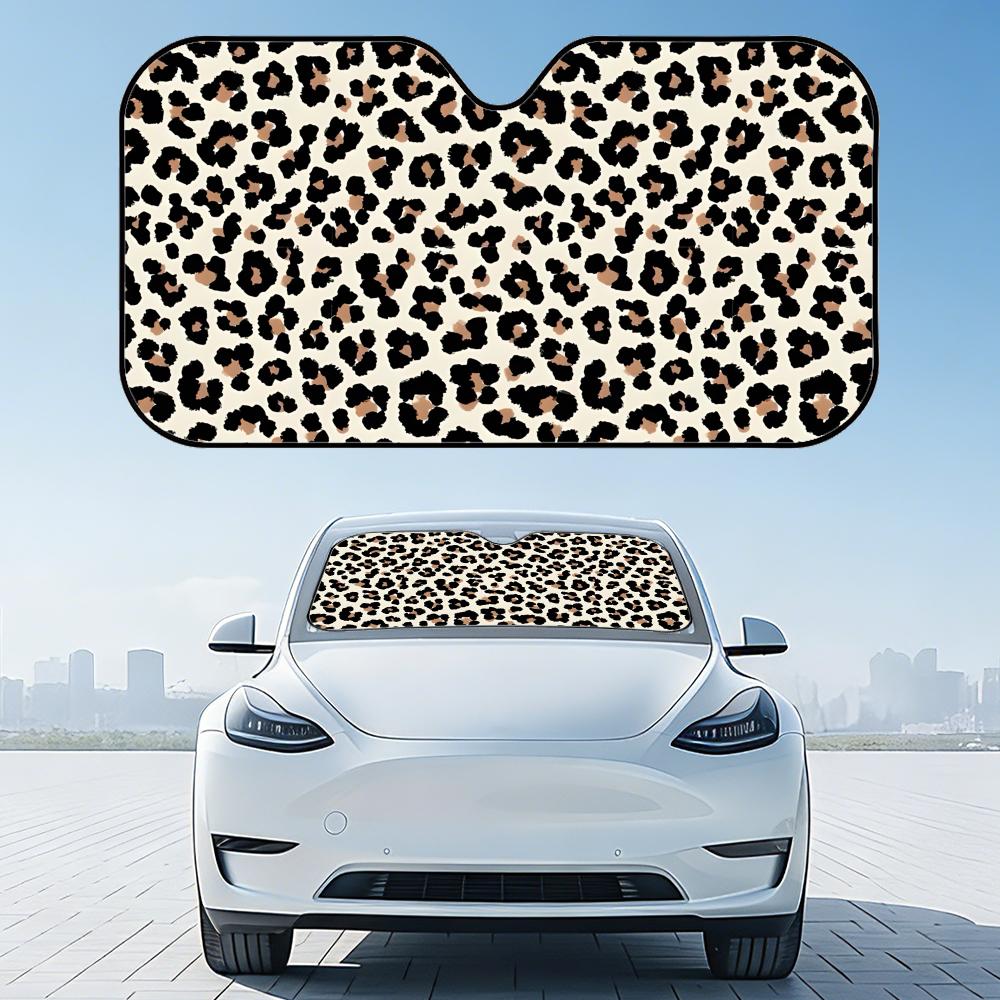 Leopard Print Sun Visor Reusable Aluminum Foil UV Protector Heat Three-layer Insulation Windshield Sunshades