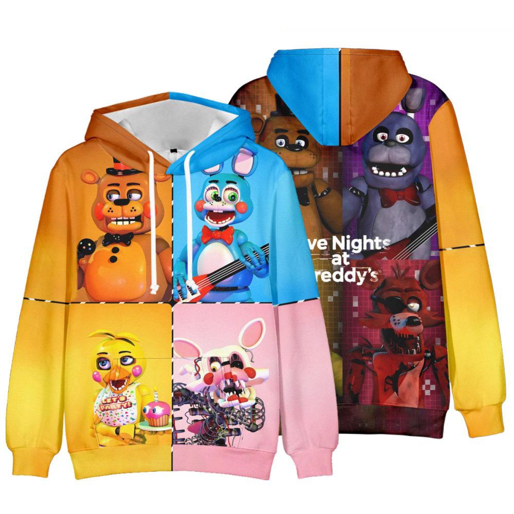 

Мужское графическое худи с принтами Five Nights At Freddy s, классическое повседневное 3D-пуловер, праздничное модное худи, тонкий стиль, с длинным рукавом, с капюшоном XXS
