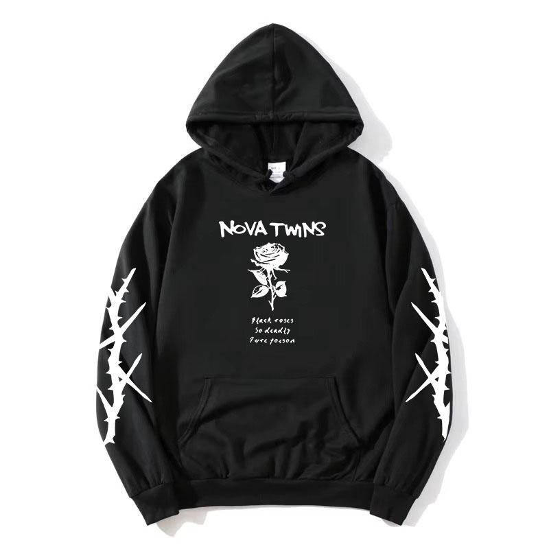 Nova Twins BLACK ROSES HOODIE Long Sleeve Fashion Printing Sweatshirt Autumn Fleece Women Men Pullovers Graphic Clothing Female