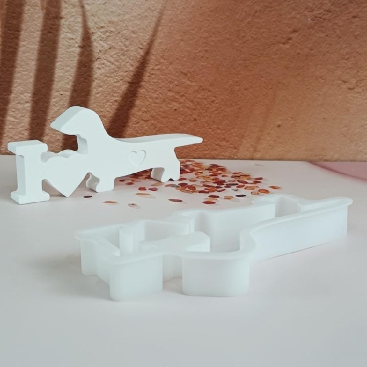 Love Heart Puppy Statue Silicone  Molds for Candle Soap Candy Chocolate Molds Gypsum Silicone Molds for Home Decoration